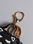 Брелок для ключей с карабином, с кистью «Сумочка. Котик», на сумку, рюкзак, чёрный, 5×2.5×6 см - Фото 4