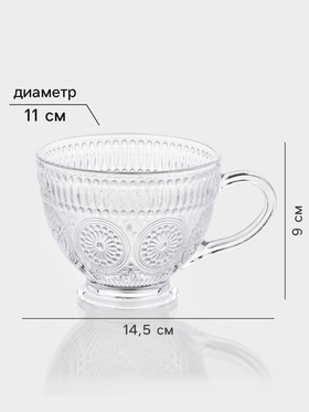 Набор кружек, 400 мл, 11×14.5×9 см, стекло, прозрачный