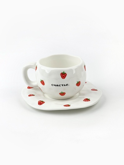 Чайная пара «Клубничка», 300 мл