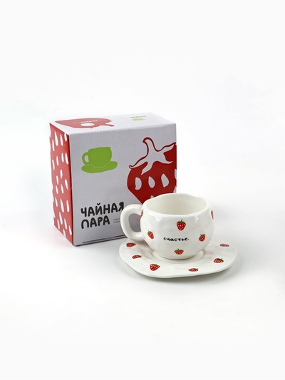 Чайная пара «Клубничка», 300 мл
