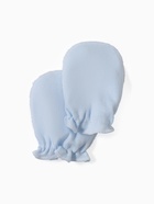 Антицарапки для новорожденных 4 пары, хлопок 100%, белые, голубые - Фото 3