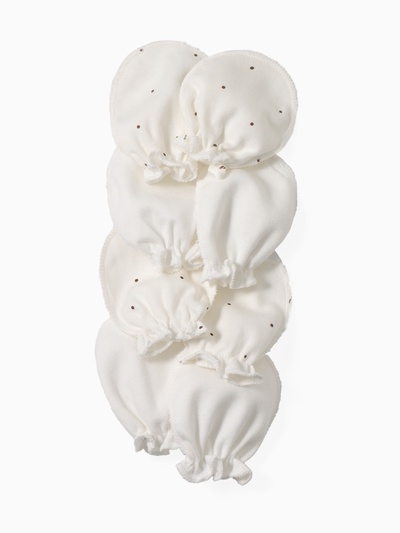 Антицарапки для новорожденных 4 пары, хлопок 100%, белые