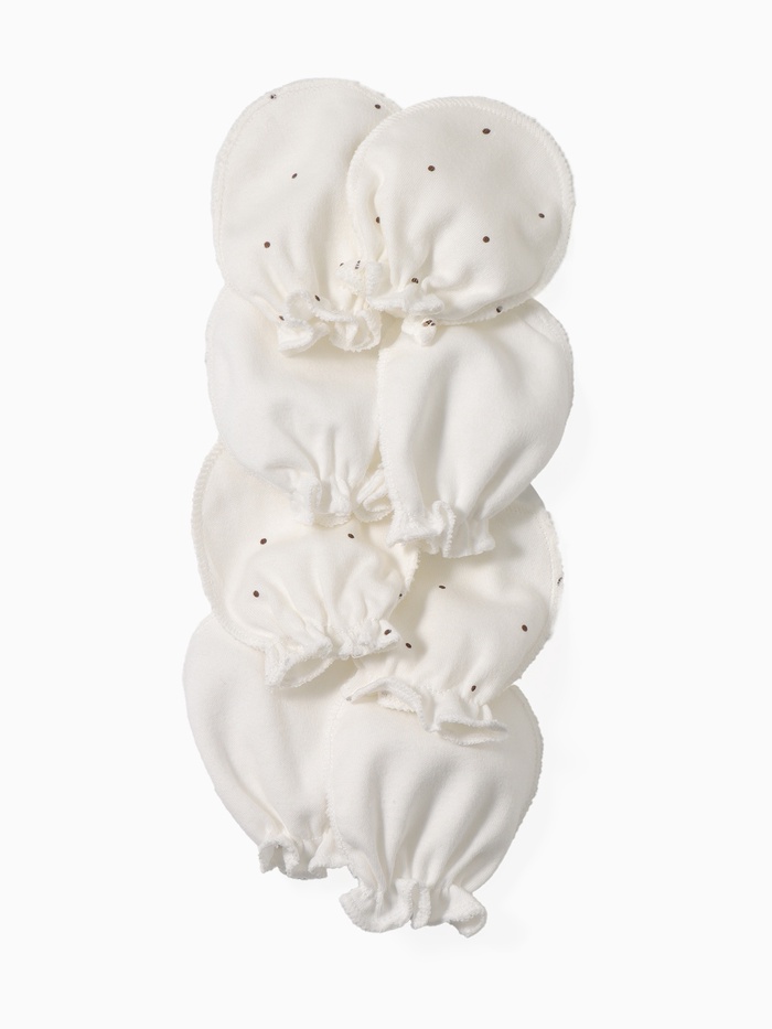 Антицарапки для новорожденных 4 пары, хлопок 100%, белые - Фото 1