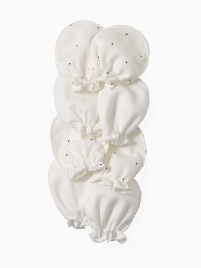 Антицарапки для новорожденных 4 пары, хлопок 100%, белые