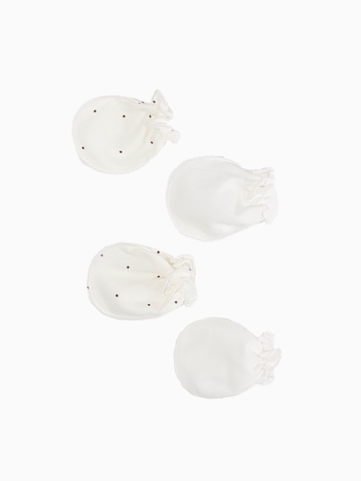 Антицарапки для новорожденных 4 пары, хлопок 100%, белые