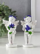 Фигурка полистоун «Ангел с букетом лаванды», бело-фиолетовый, 5.7×3.5×10 см, МИКС - фото 118994392