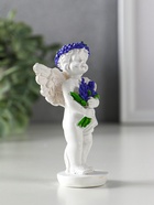 Фигурка полистоун «Ангел с букетом лаванды», бело-фиолетовый, 5.7×3.5×10 см, МИКС - фото 118994394