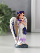 Фигурка полистоун «Девочка-ангел с венком лаванды - молитва», фиолет, 6.5×3.6×9.5 см - фото 809262303
