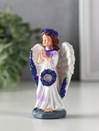 Фигурка полистоун «Девочка-ангел с венком лаванды - молитва», фиолет, 6.5×3.6×9.5 см - фото 809262305