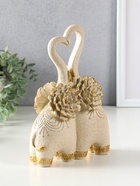 Фигура полистоун «Парочка слонов с цветочными ушами», песочный, 8×17×25.5 см - фото 809262330
