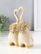 Фигура полистоун «Парочка слонов с цветочными ушами», песочный, 8×17×25.5 см - фото 809262331