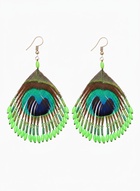 Серьги «Павлин», 5×8 см, зелёные - Фото 1