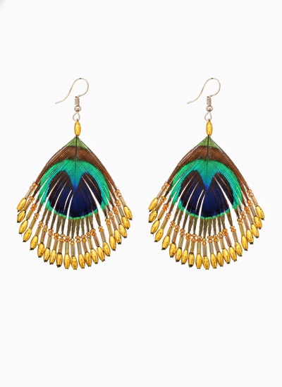 Серьги «Павлин», 5×8 см, жёлтые