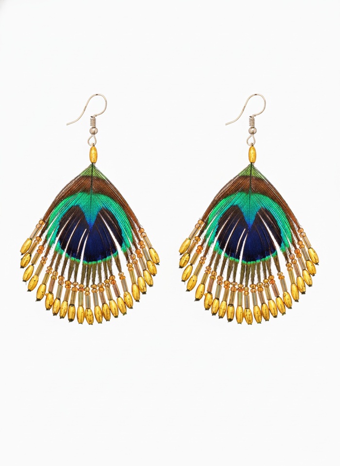 Серьги «Павлин», 5×8 см, жёлтые - Фото 1