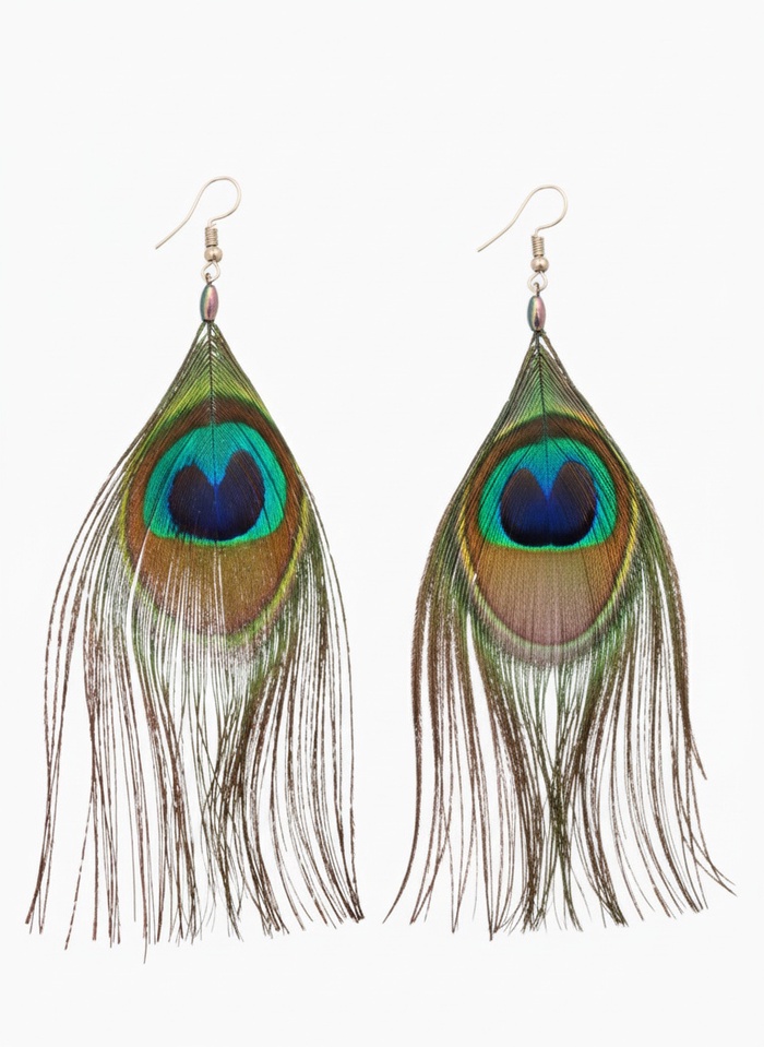 Серьги «Павлин», 5×12 см, разноцветные - Фото 1