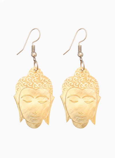 Серьги «Будда», 5.5×2 см, ракушка