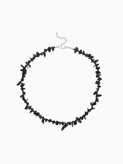 Ожерелье из камня, 45 см, чёрно-серое