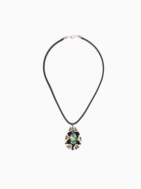 Кулон "Капля" ракушка 25,5 см, цв. чёрно-белый