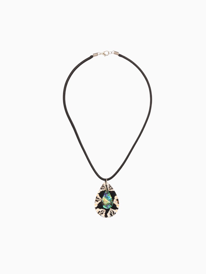 Кулон "Капля" ракушка 25,5 см, цв. чёрно-белый - фото 59410491