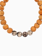 Браслет из сандалового дерева с агатом, длина 18 см, чёрный - Фото 3