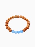 Браслет из сандалового дерева с агатом, длина 18 см, синий - Фото 2