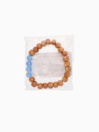 Браслет из сандалового дерева с агатом, длина 18 см, синий - Фото 4