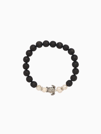 Браслет «Черепашка», длина 18 см, жемчуг, лава