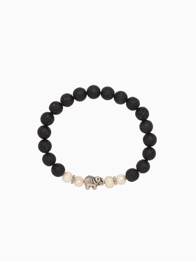 Браслет "Слоник" жемчуг, лава, длина 18 см