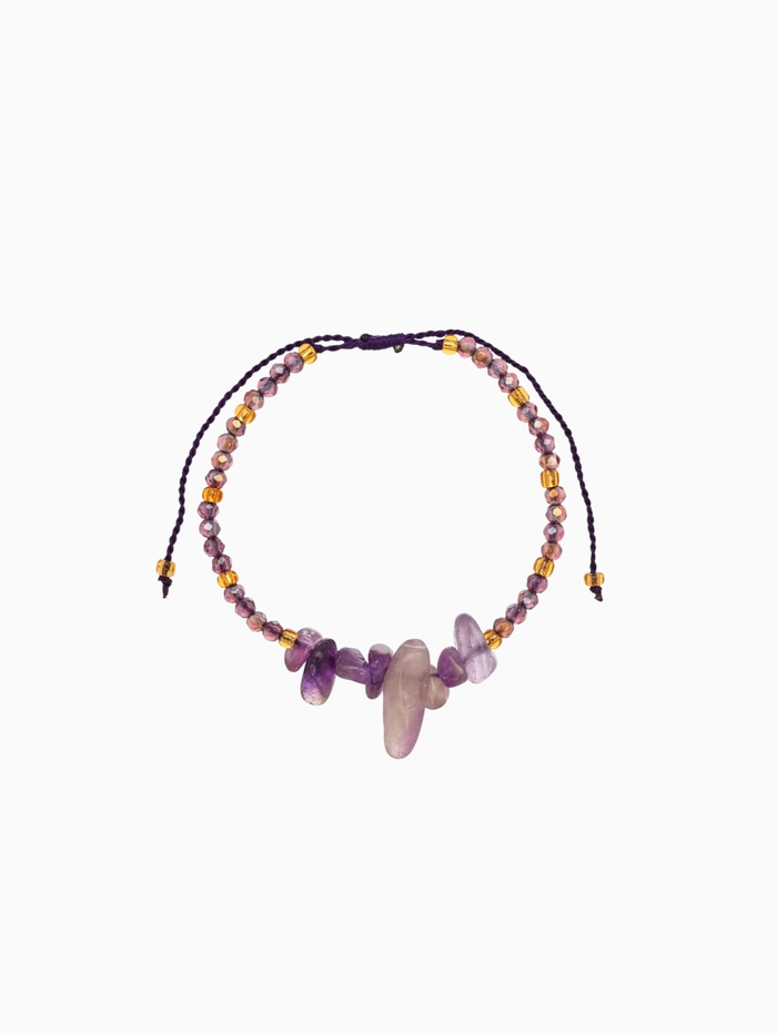 Браслет, длина 16 см, сиреневый, сиреневый - Фото 1