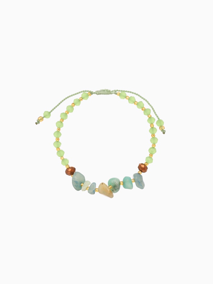 Браслет, длина 16 см, фисташковый, золотой - Фото 1