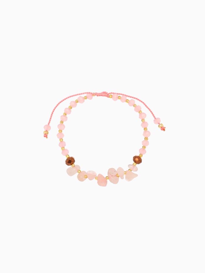 Браслет, длина 16 см, розовый, золотой - Фото 1