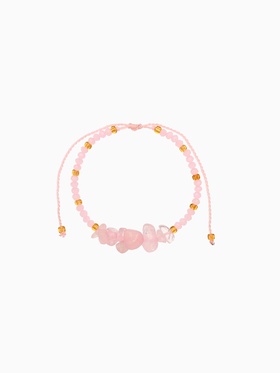 Браслет, длина 16 см, цв. розовый, золотой