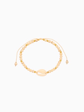 Браслет "Моана" камень пирит, длина 16 см, цв. белый