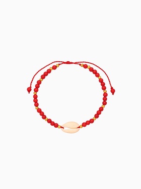 Браслет "Моана" камень пирит, длина 16 см, цв. красный