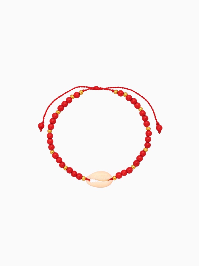 Браслет «Моана», длина 16 см, камень пирит, красный - Фото 1