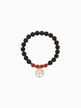 Браслет "Древо жизни" лава, рудракша, длина 18 см, цв. чёрный, коричневый