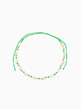 Браслет на ногу, анклет, длина 20 см, белый, зелёный