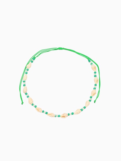 Браслет на ногу «Анклет», длина 20 см, белый, зелёный