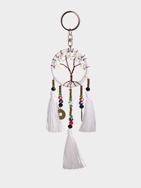 Брелок ловец снов "Древо" 19 см, цв. белый