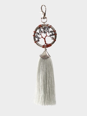 Брелок ловец снов "Древо жизни" 19 см, цв. серебристый
