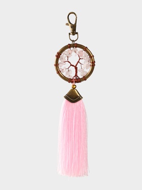 Брелок ловец снов "Великое древо" 19 см, цв. нежно-розовый