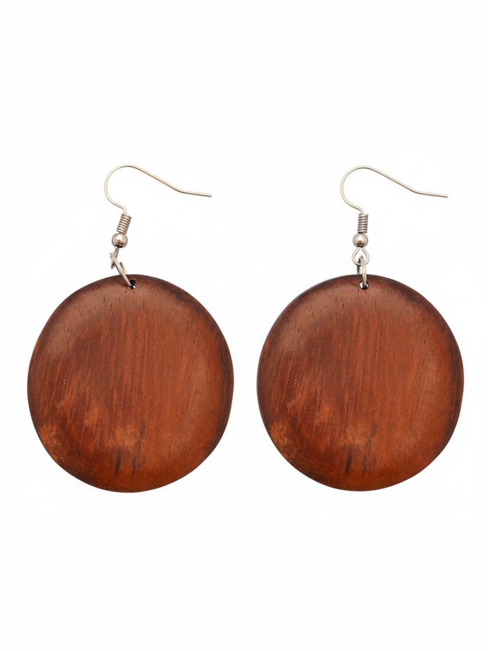 Серьги «Круг», дерево соно - Фото 1