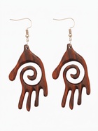 Серьги «Ладонь со спиралью», дерево соно - Фото 1