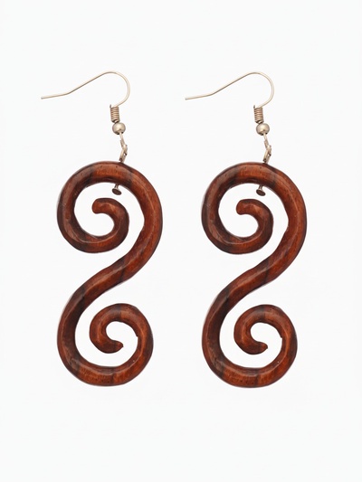 Серьги « Спираль», дерево соно