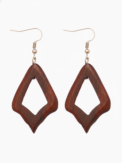 Серьги «Ромб», дерево соно