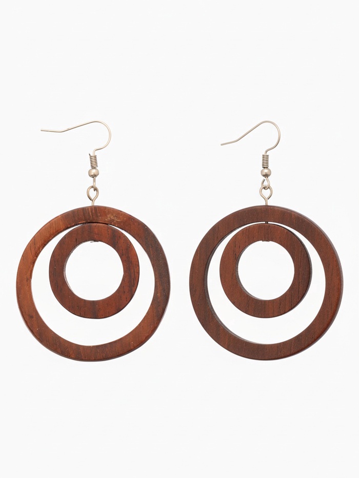 Серьги «Круг», дерево соно - Фото 1