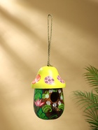 Подвесной декор "Скворечник-грибок" дерево 22х15х15 см, цв.зелёный - фото 809305143