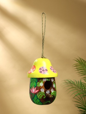 Подвесной декор "Скворечник-грибок" дерево 22х15х15 см, цв.зелёный