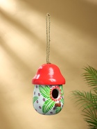 Подвесной декор "Скворечник-грибок" дерево 22х15х15 см, цв.красно-белый - фото 809305148