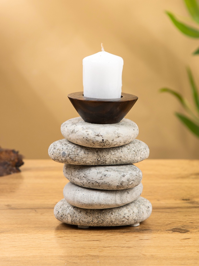 Подсвечник «Каменная башня», 10×10×13 см, камень, серый - Фото 1